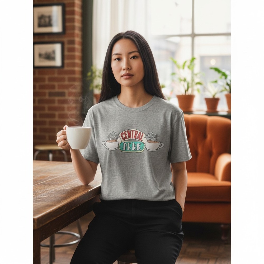Friends Central Perk T-Shirt XS Heather Grey New Graphic Tee 90s TV Show